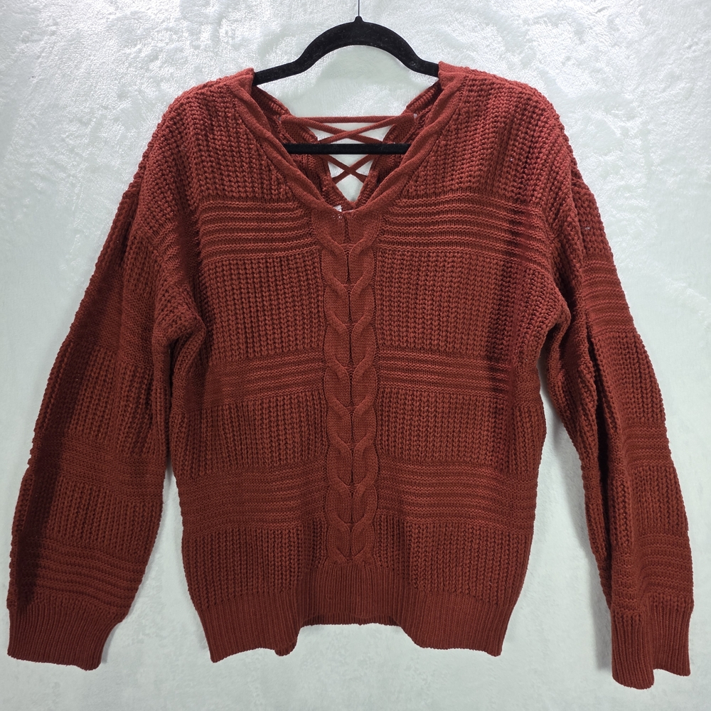 Women's V-Neck Rust Color Sweater Size Large